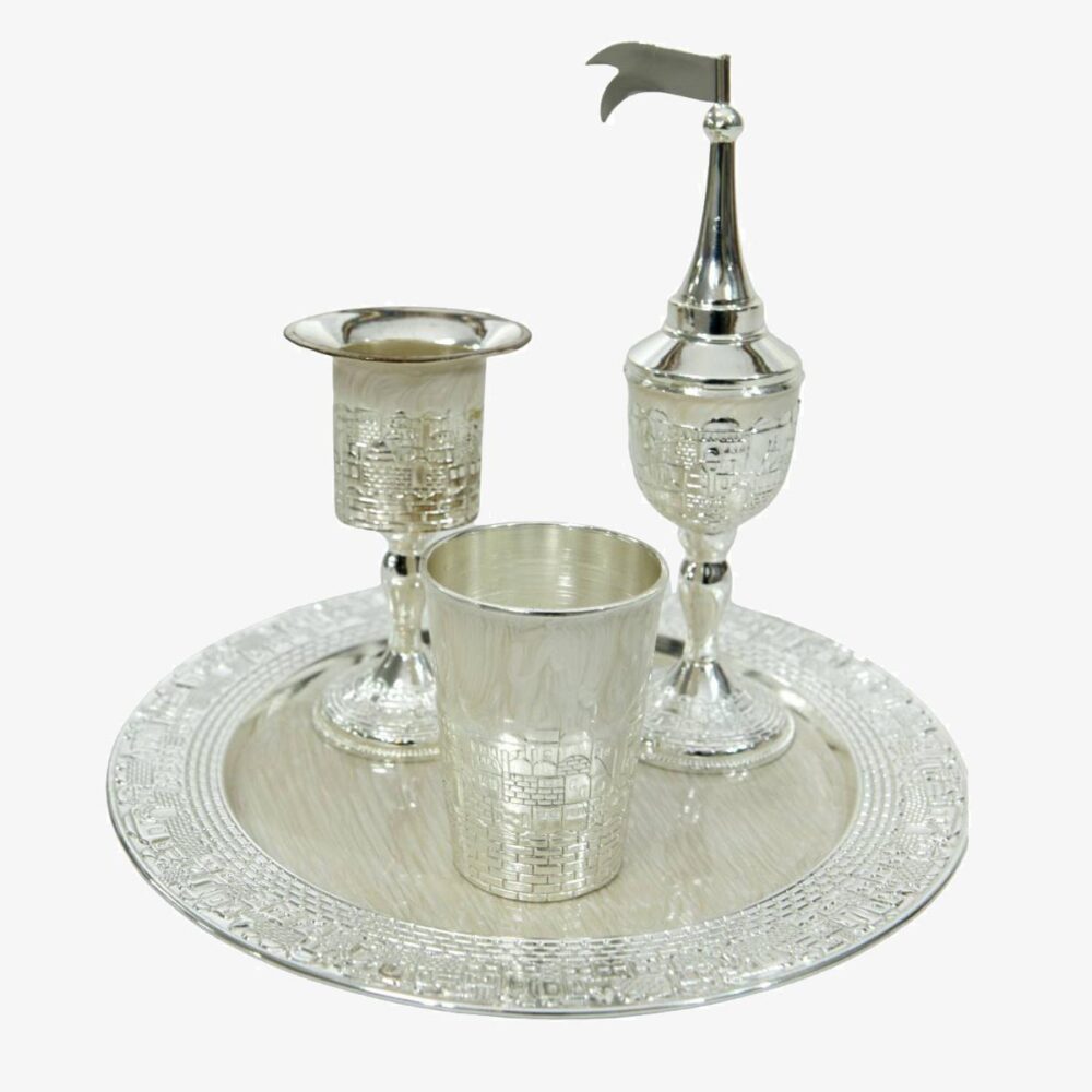 סט הבדלה ירושלים כסף שמנת