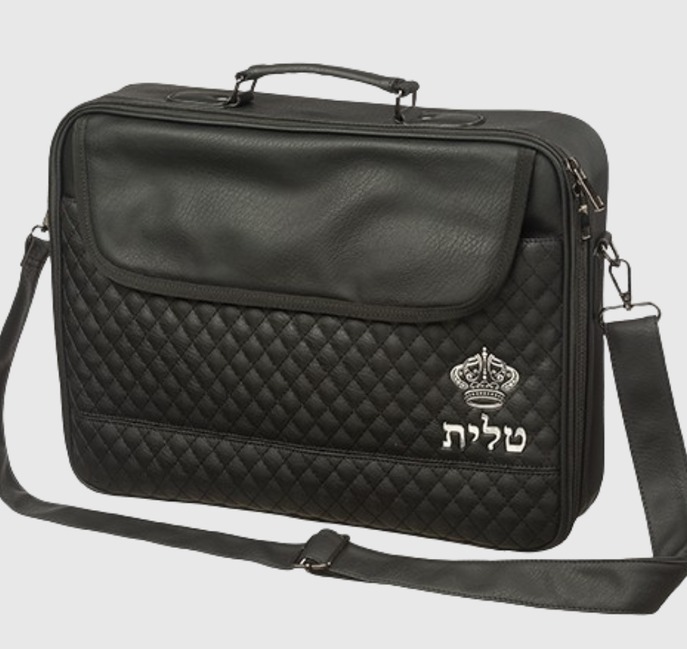 תיק טלית טרמי שחור כתר כסף מובלט